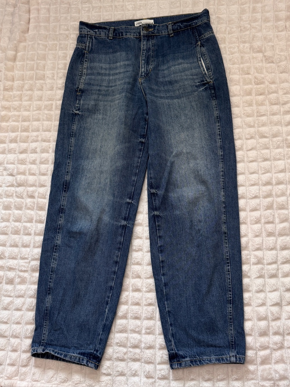 Zara 8 Barrel Leg Jeans ~ Medium Wash High Waist Balloon Fit Y2K 90’s